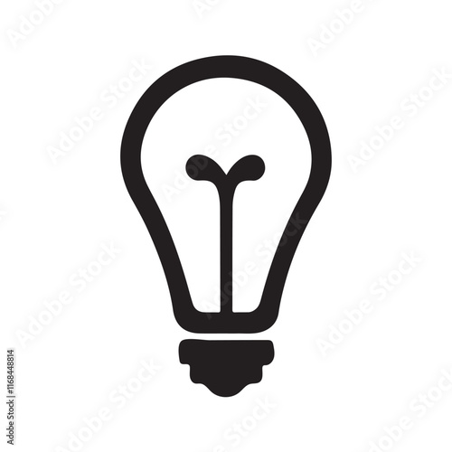 light bulb icon on white. Simple Black Line Drawing of an Idea Lightbulb