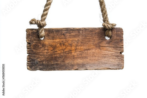 Rustic wooden sign hanging on rope. (3) photo