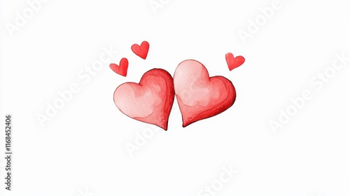 Watercolor Hearts with Floating Smaller Hearts for Romantic and Love-Themed Designs