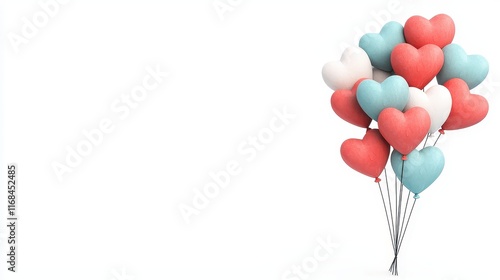 Colorful Heart Balloons for Celebrations and Romantic Occasions on a Soft Background
