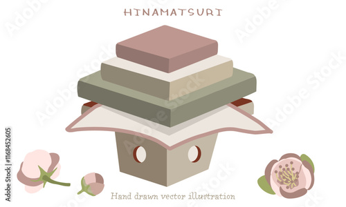 菱餅と桃の花（ひな祭りのイラスト素材）