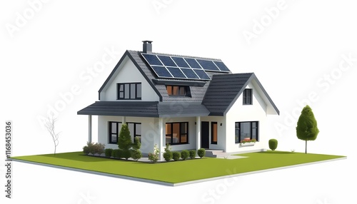 Wallpaper Mural 3D Model of Smart Home with Solar Panels Torontodigital.ca