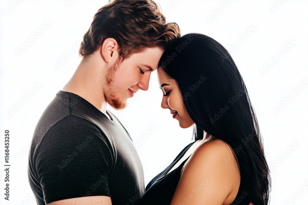 Portraits of mid 20s couple in love. Putting their head together. Portraits of mid 20s couple in love. Putting their head together.