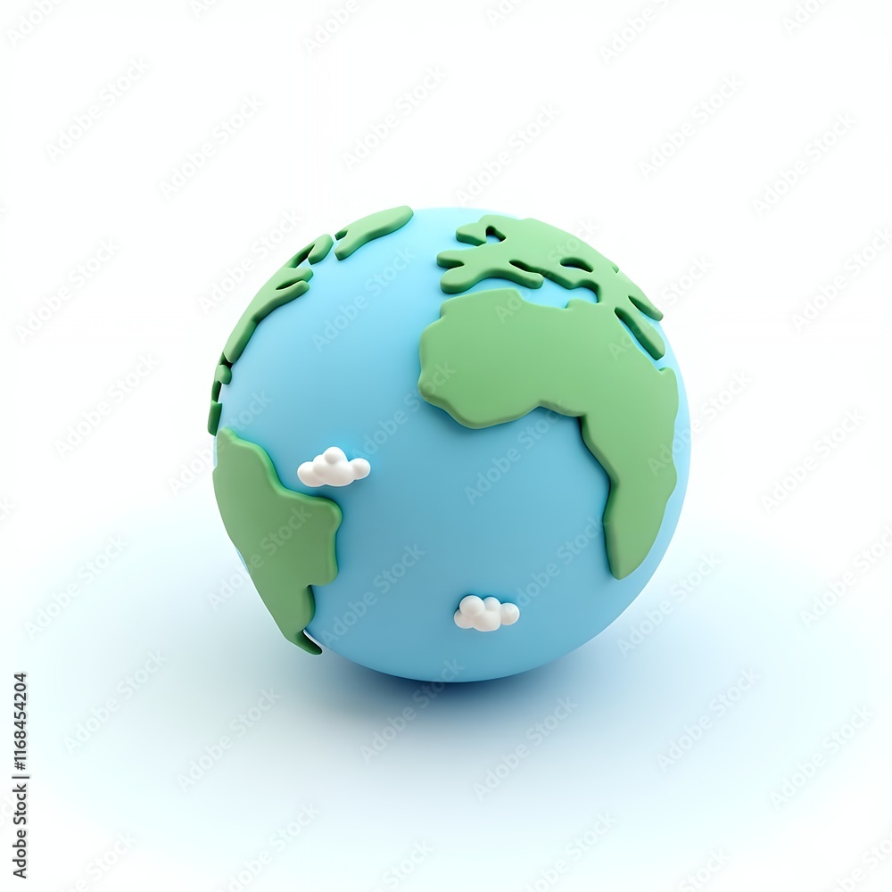 Obraz premium Stylized 3D Render of Planet Earth
