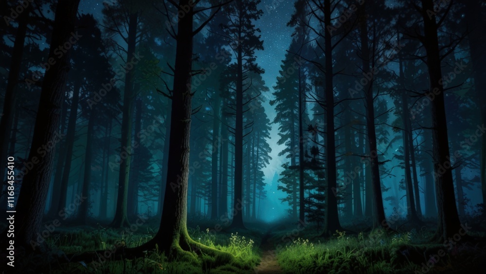 Obraz premium Enchanting Forest at Twilight with Mystical Atmosphere