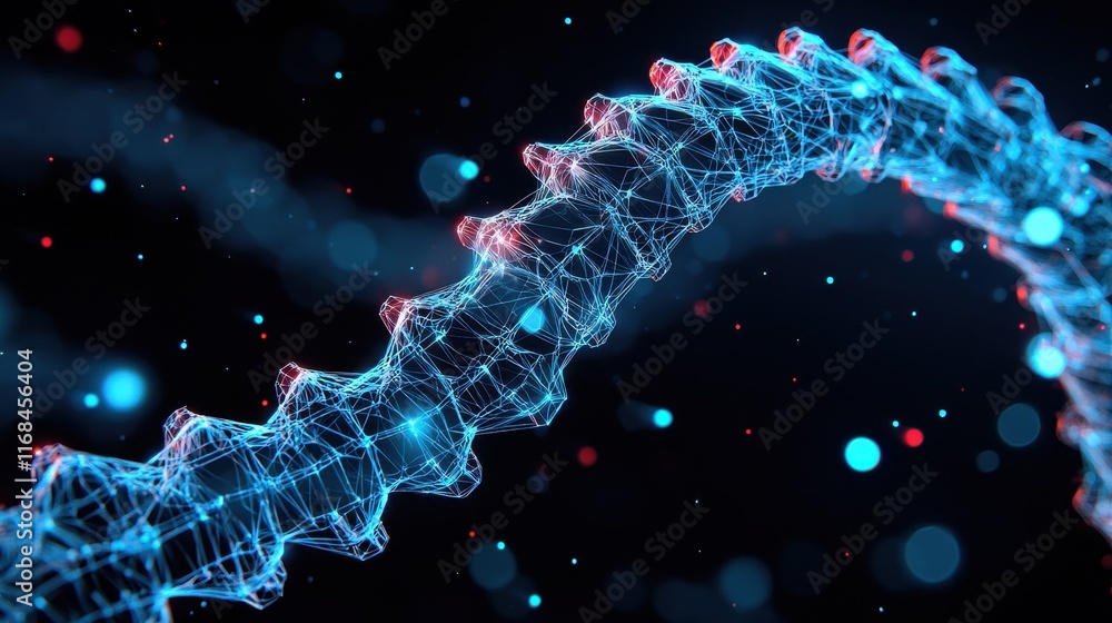 Abstract Visualization of a DNA Helix in a Futuristic Digital Environment with Glowing Elements Abstract Visualization of a DNA Helix in a Futuristic Digital Environment with Glowing Elements