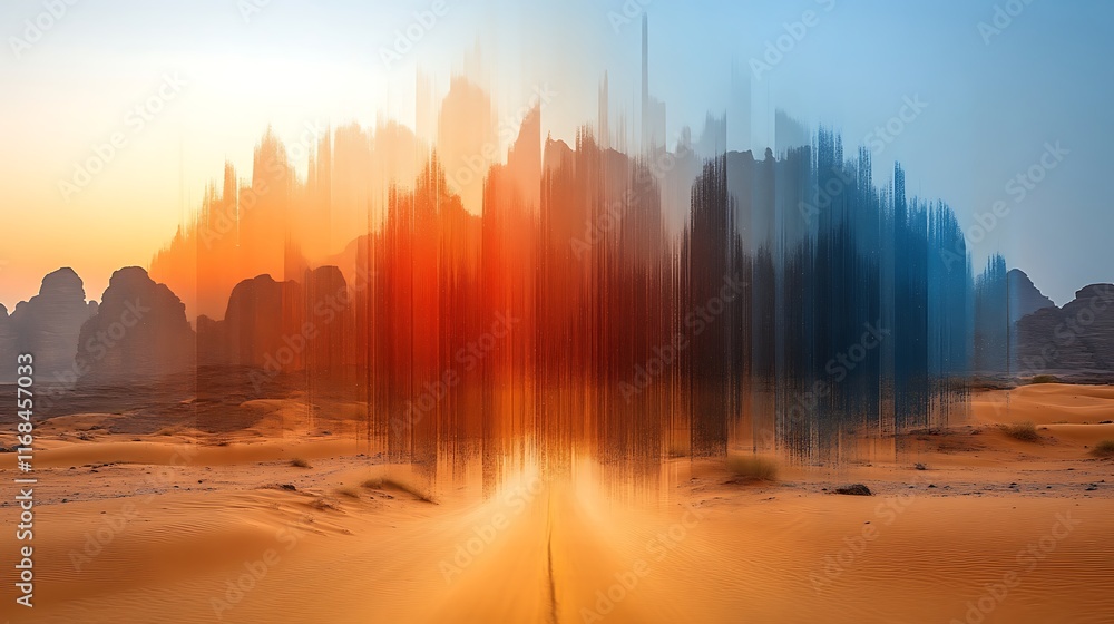 Desert Landscape Sunrise Abstract Motion Blur Desert Landscape Sunrise Abstract Motion Blur