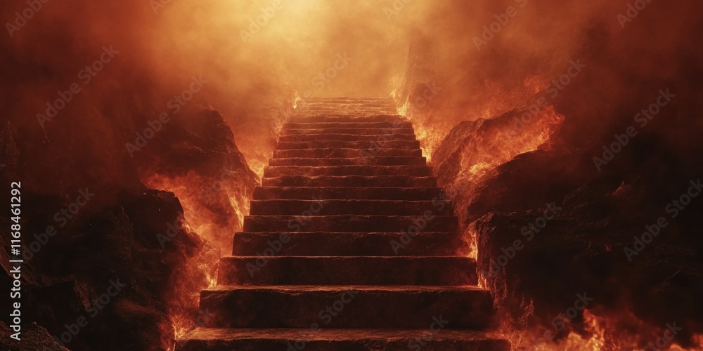 Apocalyptic Stairwell in Flames
