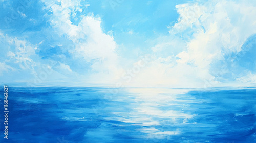 青い海の油絵　Generated image