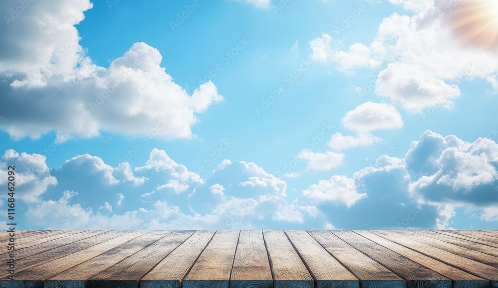 Sunny sky with wooden planks. Sunny sky with wooden planks.
