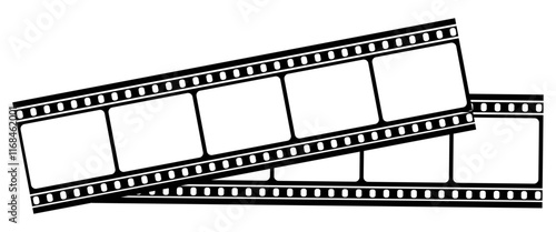 movie film long strip, vintage filmstrip roll frame vector