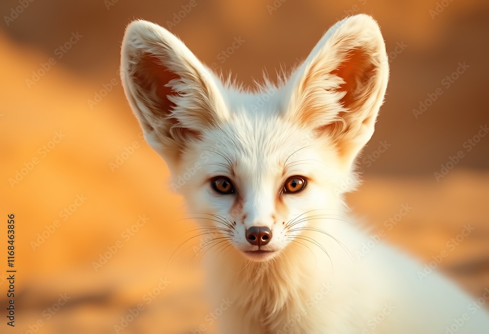 Adorable Fennec Fox Desert Sunset Portrait Golden Hues Soft Fur Adorable Fennec Fox Desert Sunset Portrait Golden Hues Soft Fur