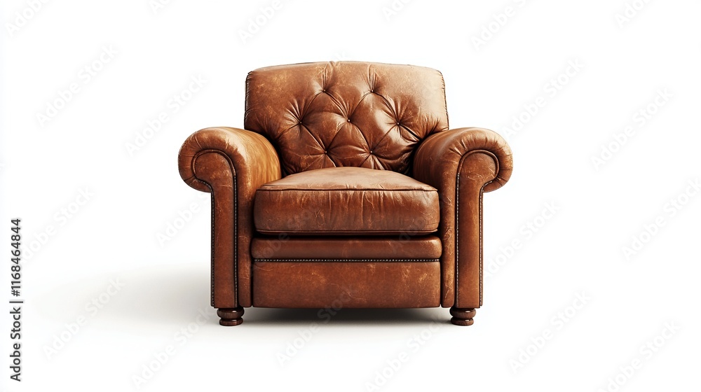Fototapeta premium Adjustable armchair with reclining feature, isolated on white for ultimate comfort
