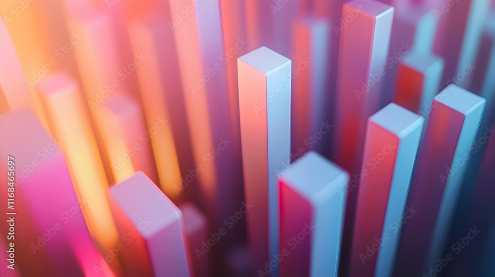 Fototapeta premium Abstract Colorful Three Dimensional Geometric Columns