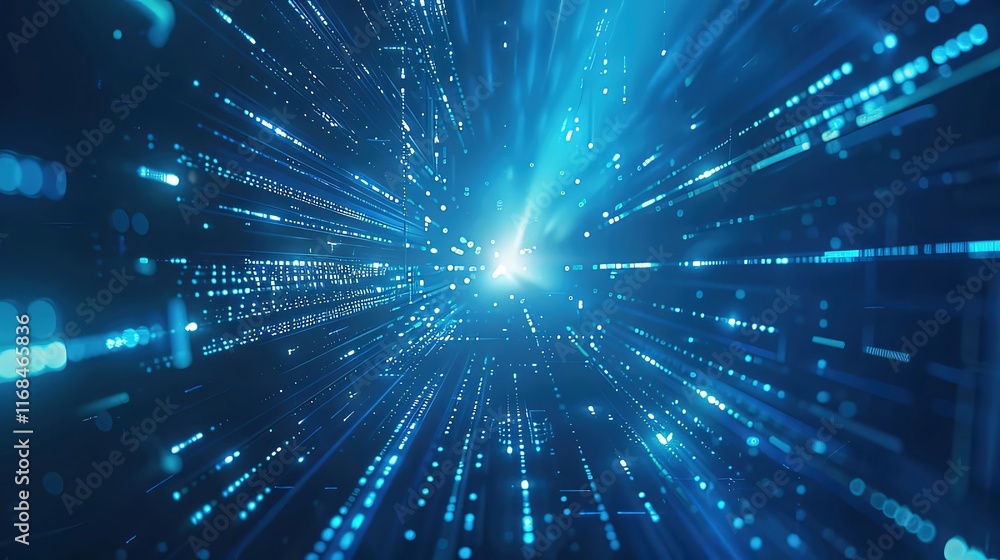 Abstract blue digital data stream tunnel. Abstract blue digital data stream tunnel.