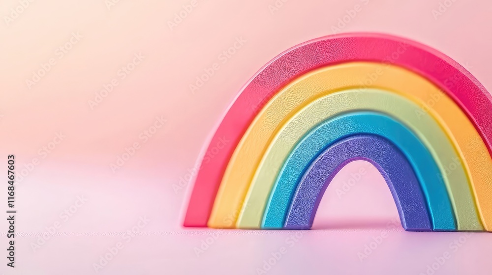 Obraz premium Rainbow abstract background concept. Vibrant rainbow decoration in pastel colors against a soft background, symbolizing joy.