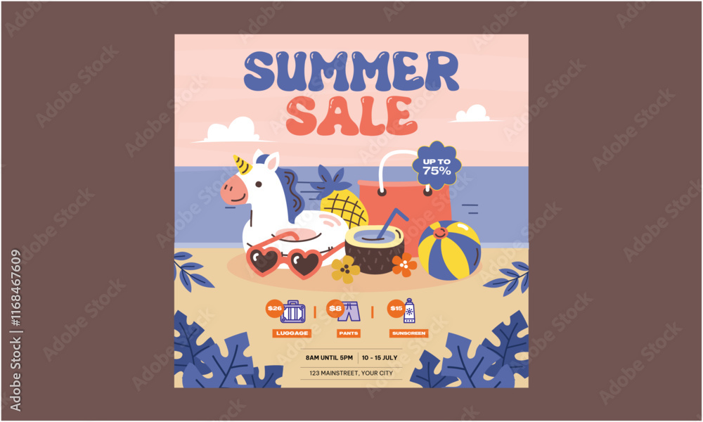 Fototapeta premium Summer Sale Socials Media