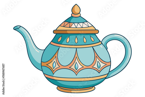 Artistic depiction of a classic teapot with intricate patterns, capturing a blend of tradition and elegance for creative uses
