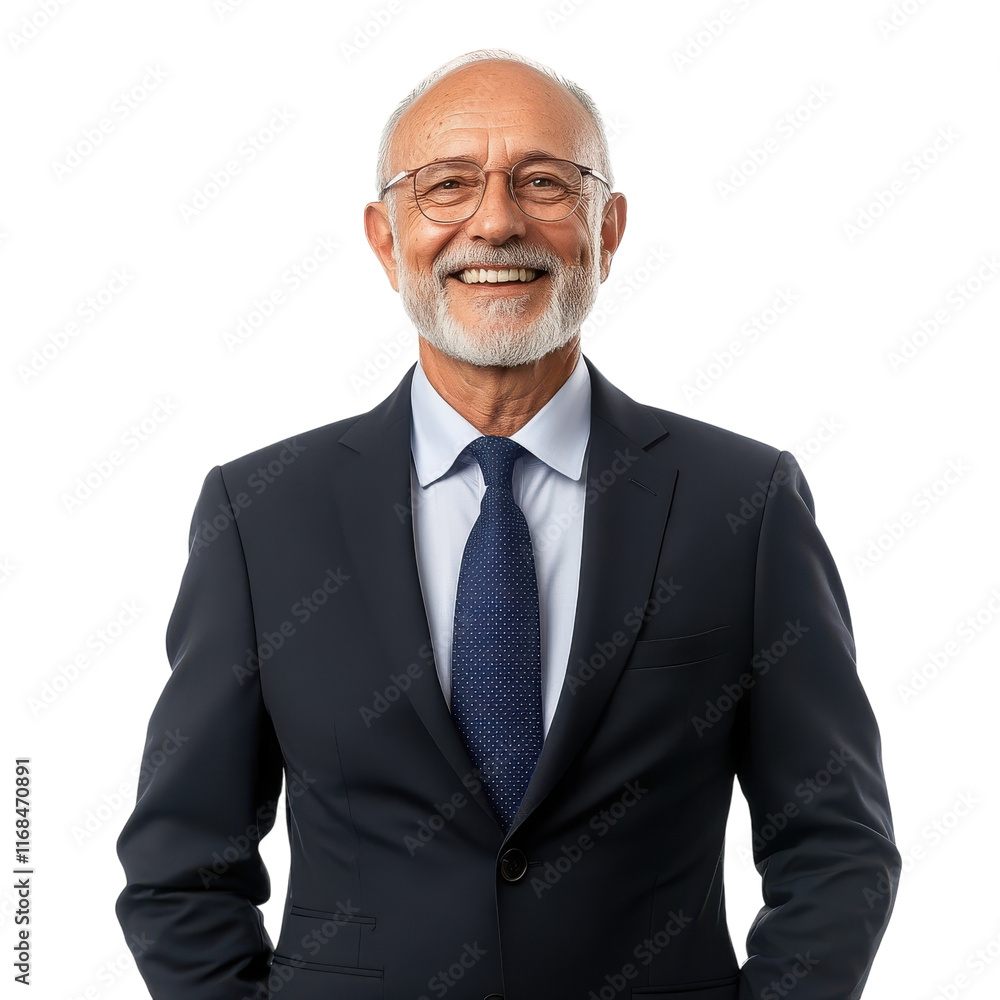 Smiling Senior Businessman in Suit Ideal for Professional Profiles on transparent background Smiling Senior Businessman in Suit Ideal for Professional Profiles on transparent background
