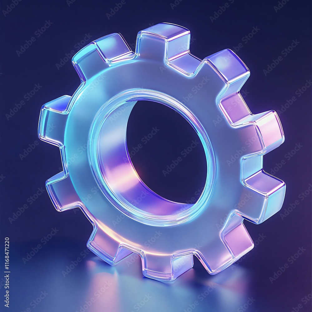 Iridescent glass gear, cogwheel, mechanism, setting, engineering. Iridescent glass gear, cogwheel, mechanism, setting, engineering.