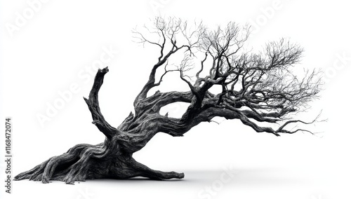 Wallpaper Mural Isolated grayscale image of a large, gnarled, dead tree leaning to one side. Torontodigital.ca