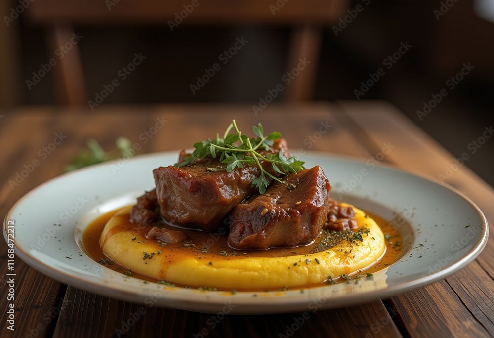 Lamb chops with mashed potatoes and red wine sauce Lamb chops with mashed potatoes and red wine sauce