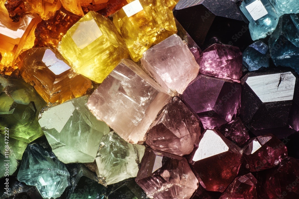 Colorful Gemstone Cluster Shows Vivid Hues And Crystal Structures Colorful Gemstone Cluster Shows Vivid Hues And Crystal Structures