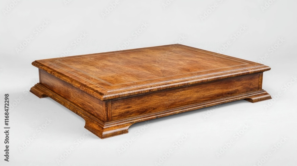 A wooden display box with a polished surface and elegant design. A wooden display box with a polished surface and elegant design.