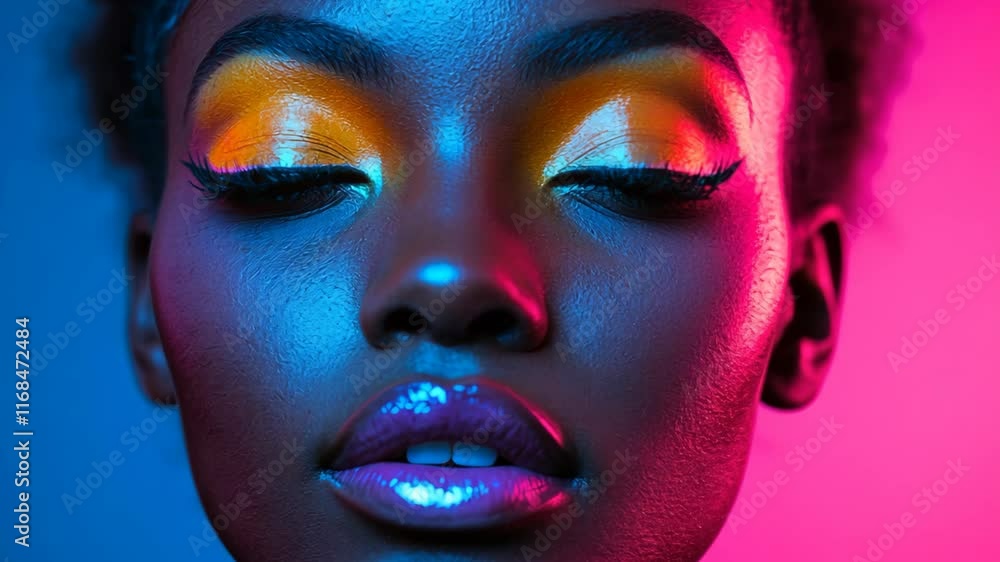close up face portrait of clear skin black African woman smiling with light play background, cheerful and confident fashion studio portrait close up face portrait of clear skin black African woman smiling with light play background, cheerful and confident fashion studio portrait