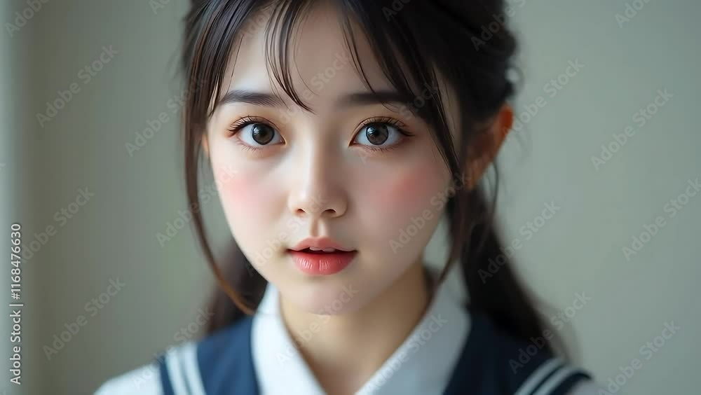 Close-Up Portrait of a Young Girl in School Uniform Close-Up Portrait of a Young Girl in School Uniform