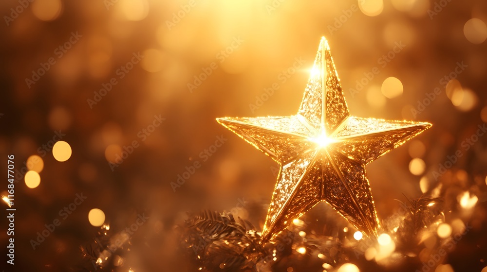 Golden Star Christmas Tree Topper Festive Decoration Golden Star Christmas Tree Topper Festive Decoration