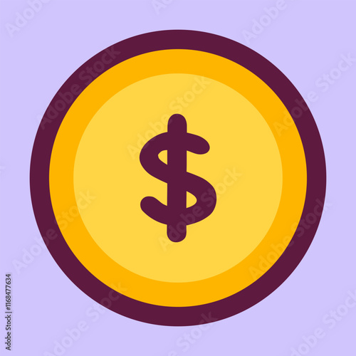 gold dollar coin icon clipart illustration