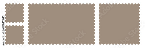 Empty postage stamp borders set vector illustration.