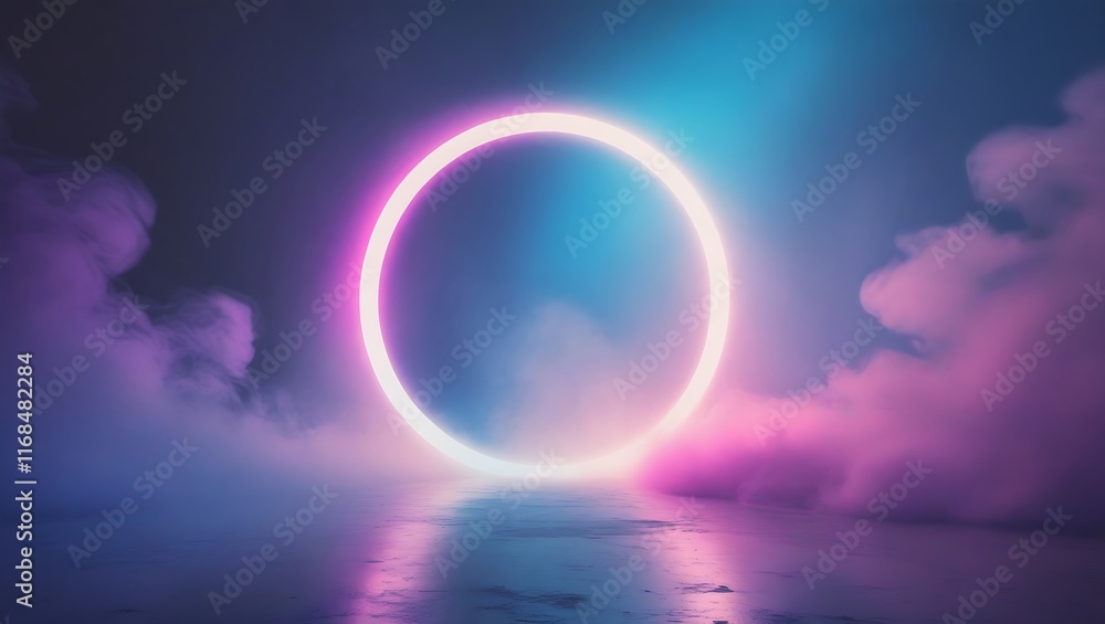 abstract light emitting background with gradient colors of blue, purple and white, banner, poster, card