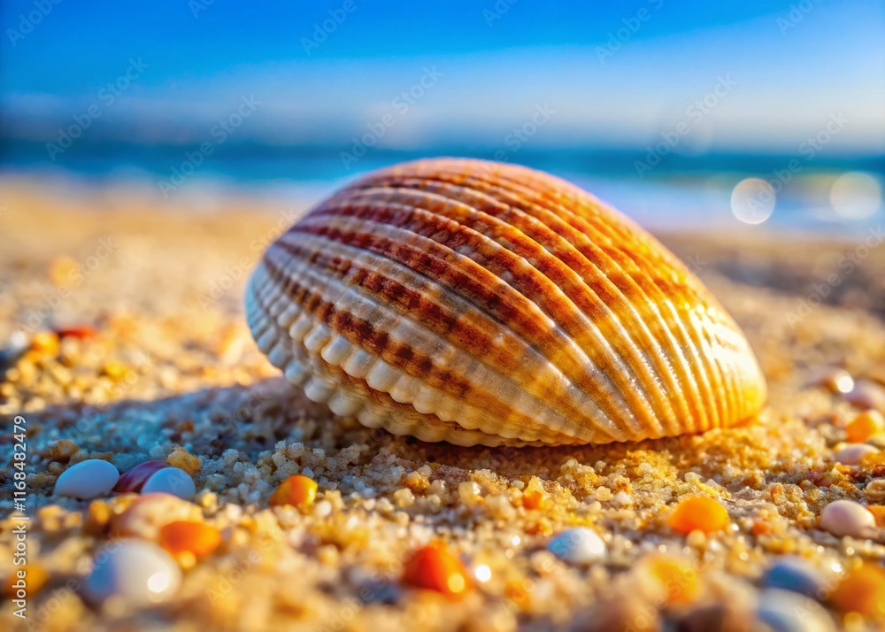 Close-up Drone Photography of a Common Cockle Shell on Sandy Beach Close-up Drone Photography of a Common Cockle Shell on Sandy Beach