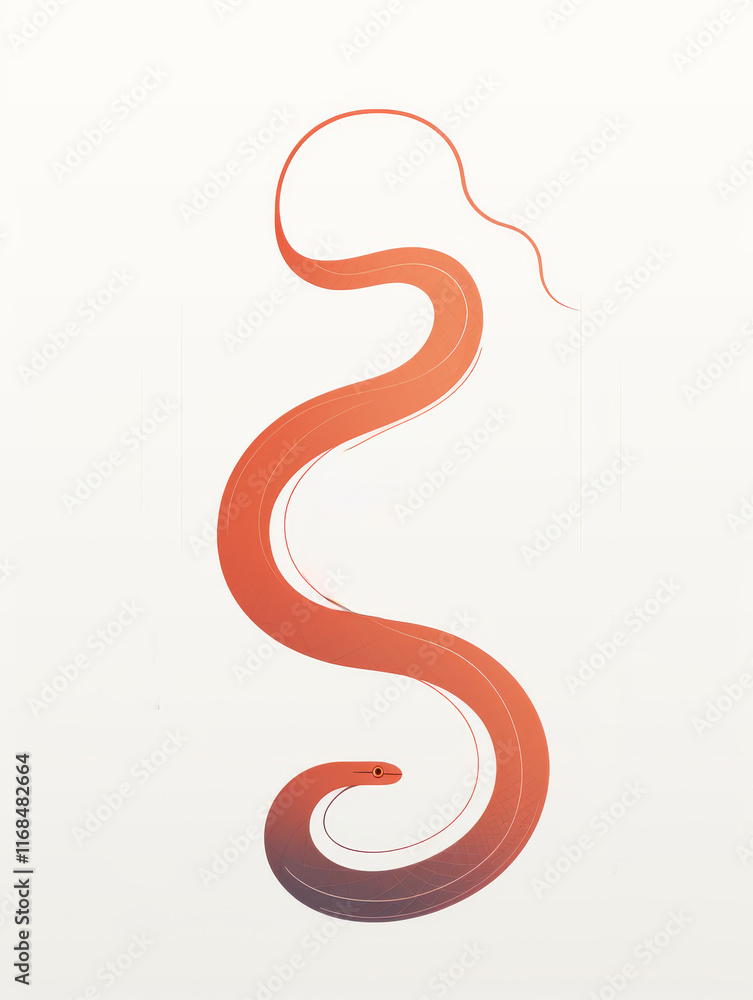 Abstract Red Snake Art Line Draft Abstract Red Snake Art Line Draft