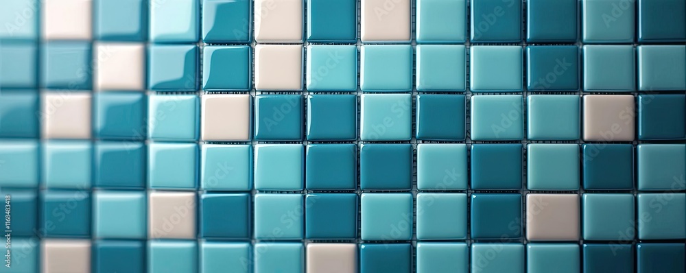 Mosaic abstract background concept. Close-up view of blue and white tiles creating a vibrant mosaic pattern. Mosaic abstract background concept. Close-up view of blue and white tiles creating a vibrant mosaic pattern.