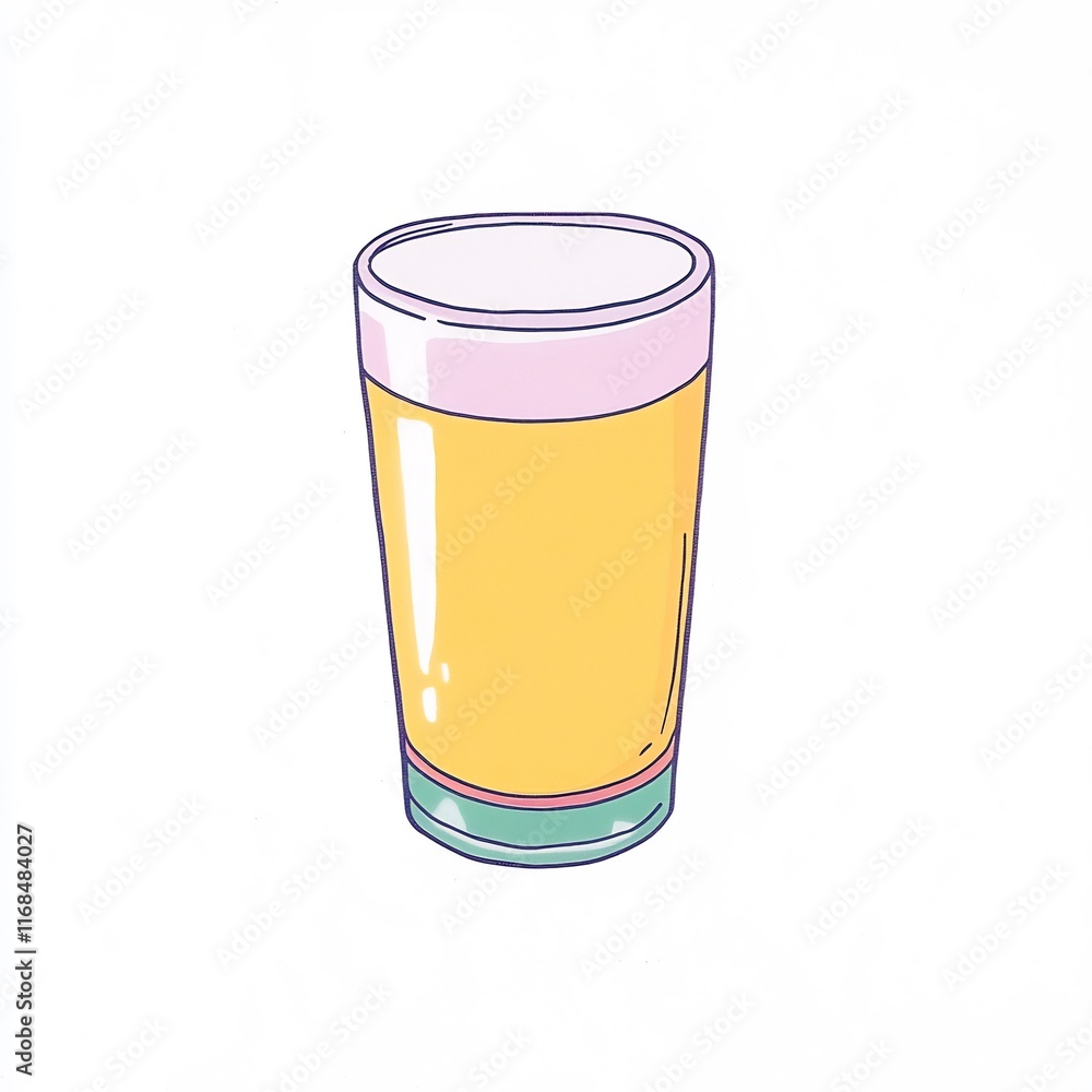 Vibrant Hand-Drawn Illustration of a Refreshing Drink in a Glass. AI Generated Vibrant Hand-Drawn Illustration of a Refreshing Drink in a Glass. AI Generated