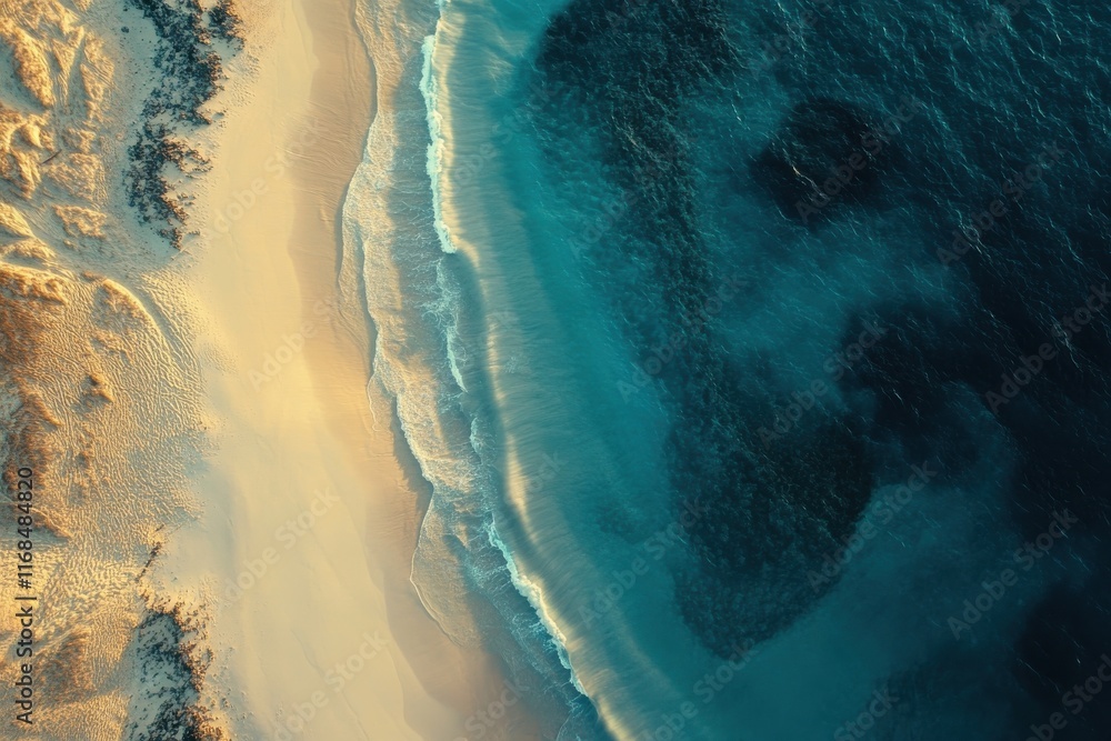 Fototapeta premium Aerial View of Untouched Beach and Ocean