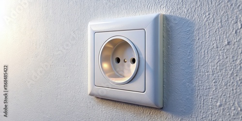 Close-up of a Wall Electrical Outlet, Power Socket Detail, Home Electricity, Interior Design Element, UK Plug Socket photo