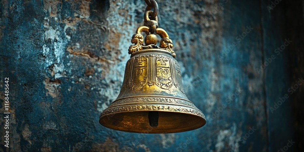 Obraz premium Bell Hanging from Chain Wall