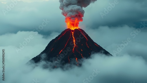 Tapety artystyczne burning volcano in the clouds