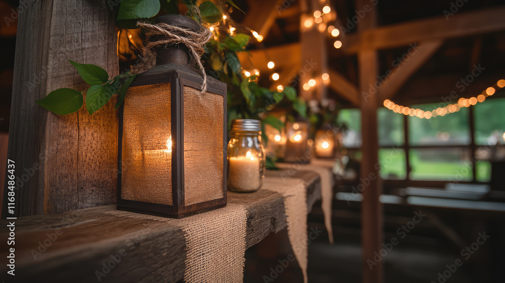 A rustic wooden shelf decorated with flickering candles and vibrant green lanterns, radiating a serene and festive glow. A rustic wooden shelf decorated with flickering candles and vibrant green lanterns, radiating a serene and festive glow.