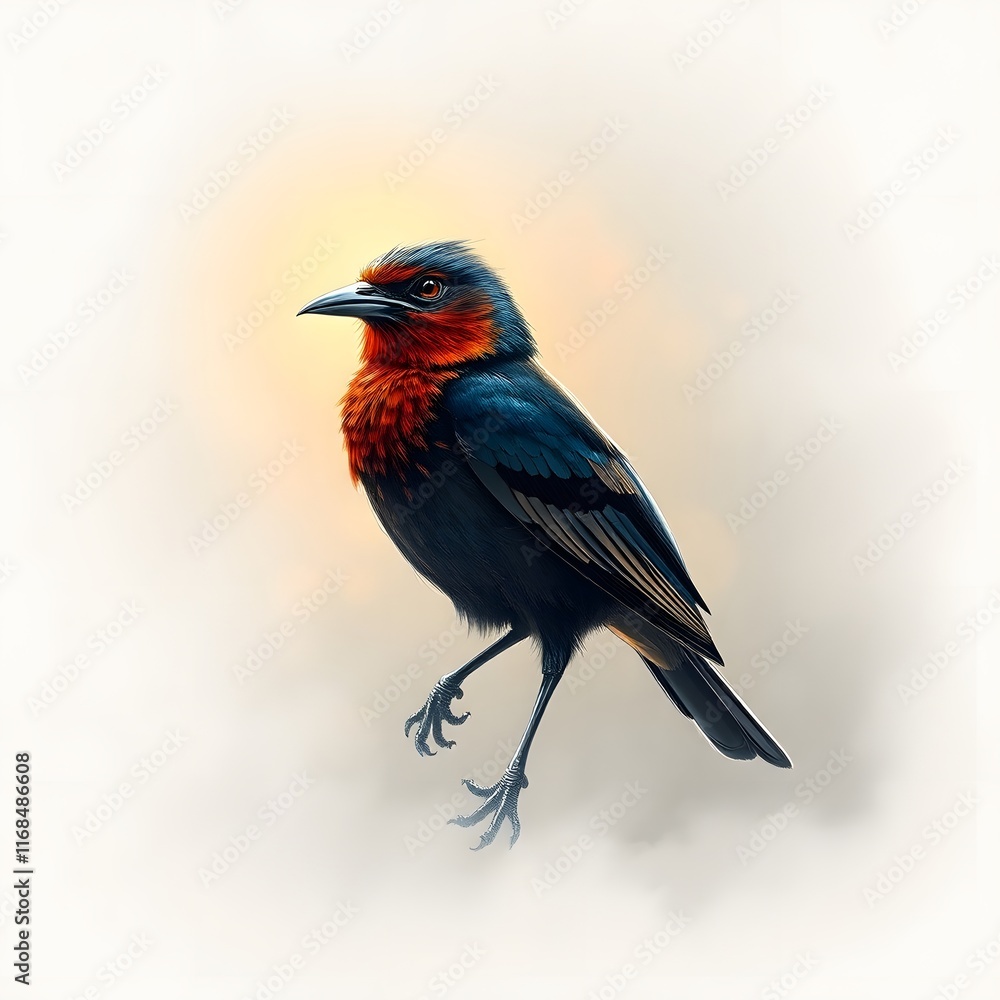 Fototapeta premium Phoenix digital art, Phoenix illustration, Fenikeks Bird, Mythological bird art Fantasy bird art, Fire bird art, bird, animal, nature, wildlife, beak, red, feather, wild, feathers, black, puffin, iso