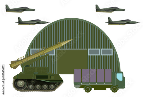 Army Military Base Concept Illustration Stylish and Beautiful