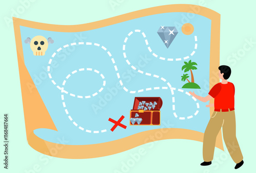 Photos Treasure Map Concept Illustration Stylish and Beautiful