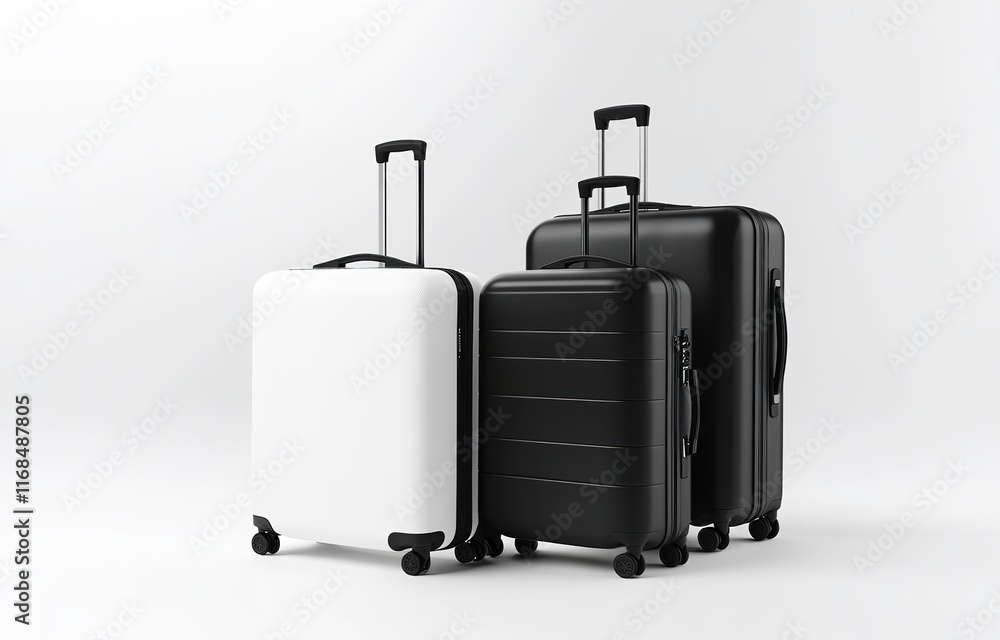 White and Black Luggage Mockup Set Isolated on a White Background
White and Black Luggage Mockup Set Isolated on a White Background