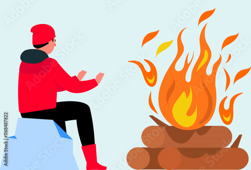 Bonfire Concept Illustration Stylish and Beautiful