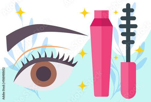 Eyelash Mascara Concept Illustration Stylish and Beautiful