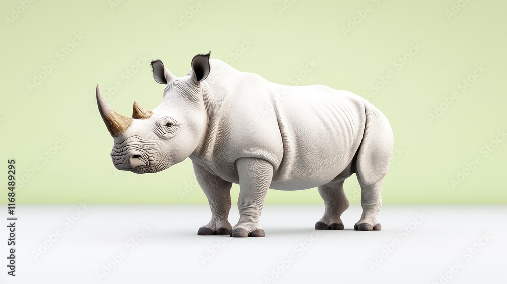 Fototapeta premium A stylized rhinoceros figure against a simple background.